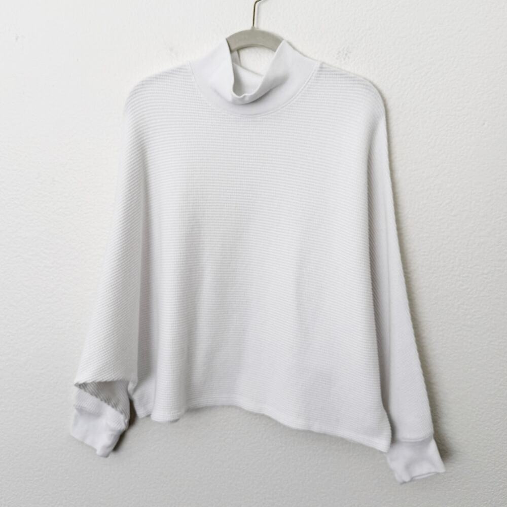 [Abercrombie & Fitch] White Waffle Knit Mock Neck Oversized Sweater Size L/XL